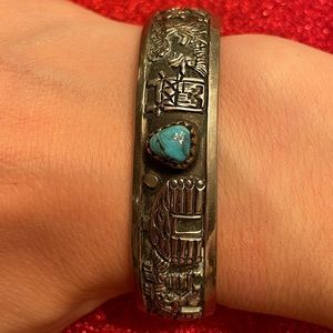 Genuine Navajo Sterling Turquoise Cuff Bracelet